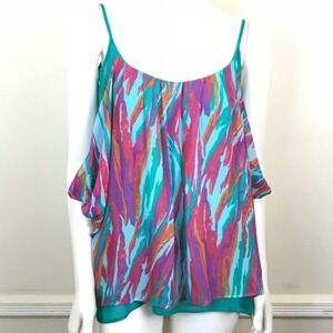 NWT Alysi Silk Tank Top size M Multicolor Layered Drape Italy Watercolors
